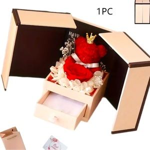 Flower Lady Gift, Red Rose Bear Forever Flower Gift Box,